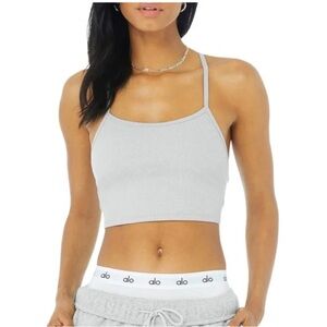 Alo Yoga Ribbed Crop Calm Tank Top in White